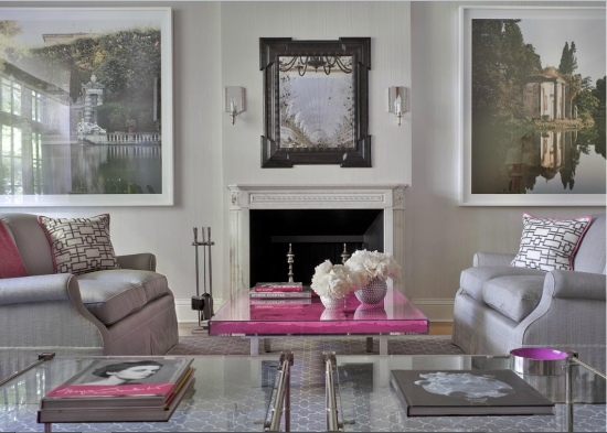 pastelové farby pre moderné fialové prvky do obývačky