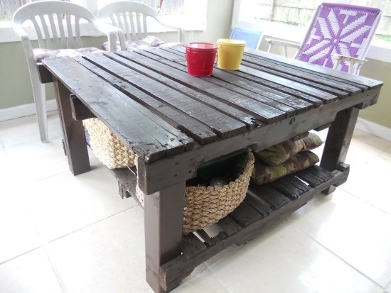 nábytok z prepravných paliet upcyklujúci konferenčný stolík