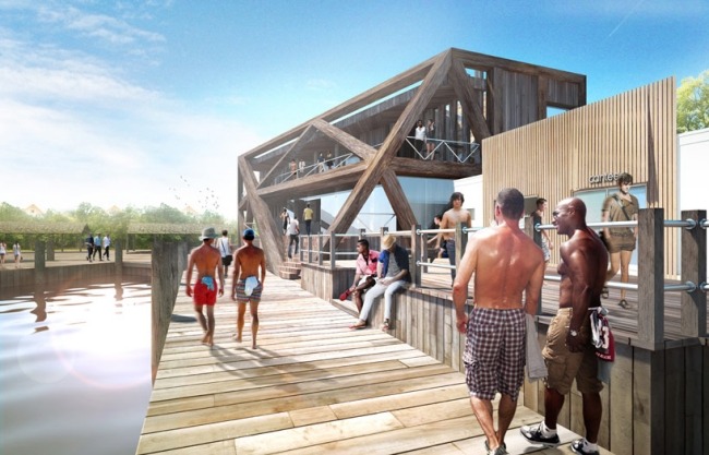 pavilón stupňovitej štruktúry z dreva od hwkn