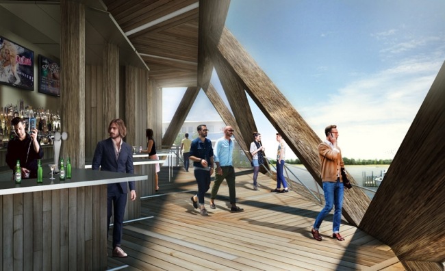 terasa prvé poschodie dizajnový drevený pavilón od hwkn