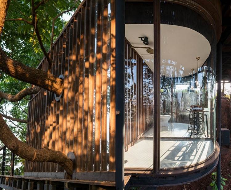 Pavilón-došková strecha-fasáda-sklo šetrné k životnému prostrediu