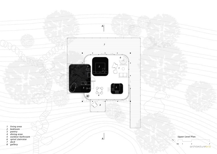 pavilón-došková strecha-dom-vila-plán-pohľad-hore