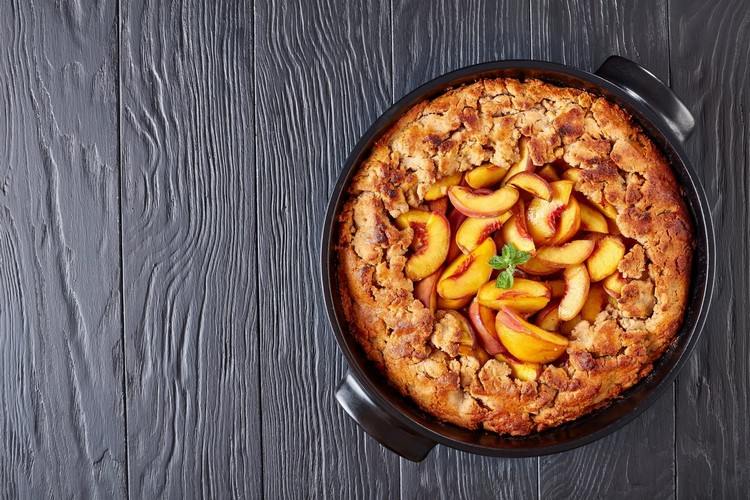 Peach Cobbler Recept na pečenie s broskyňami jednoduchý broskyňový kastról