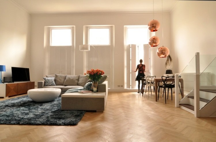 Závesné svetlá jedáleň obývacia izba jedálenský kút zariadené moderne