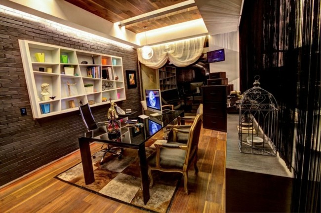 farebná polička lesklé osvetlenie sklenený stôl