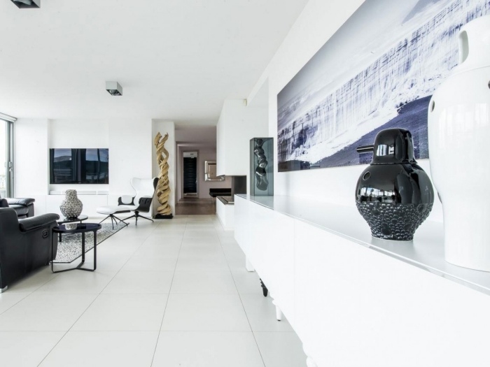 Moderná obývacia izba v čiernej a bielej farbe Zariadenia-čierno-biely-obývací priestor-deco-články