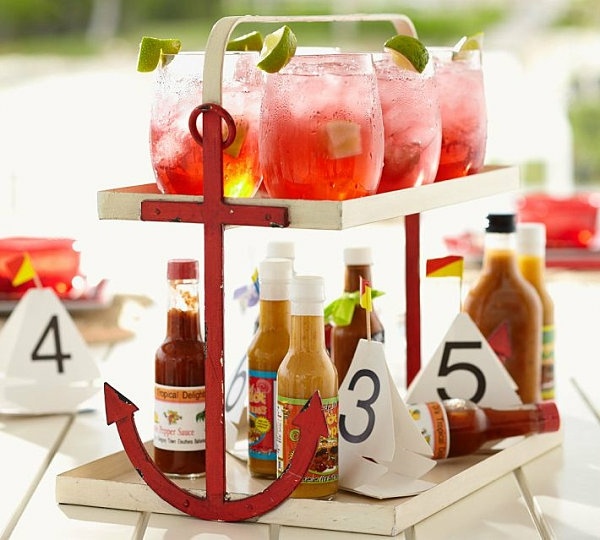 Námorné vkusné nápady na dekoráciu stola, návrh kotvy