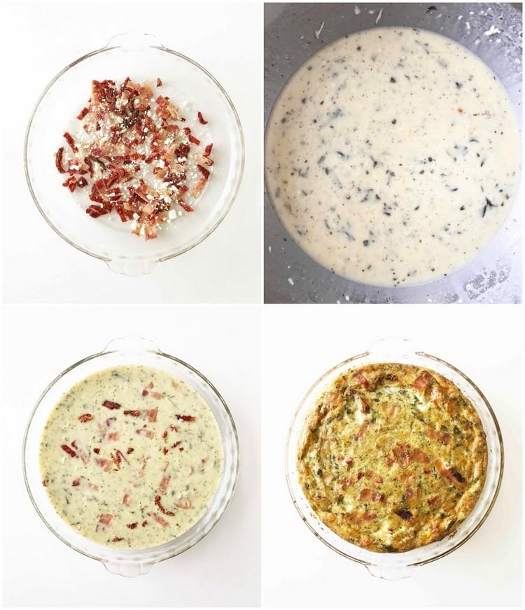 Vyrobte si vlastný quiche so slaninou, fetou, sušenými paradajkami a pestom