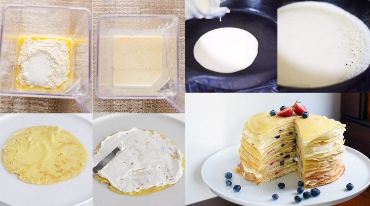 Palacinkový koláč recept jednoduché dezerty Koláč vyrobený z palacinkového krému