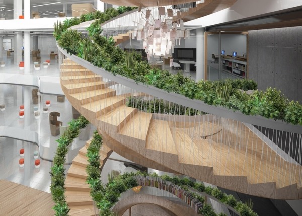 točité schodisko drevený madlo zábradlia Paul Cocksedge dizajn točité schodisko sadzač drevených zábradlí Paul Cocksedge