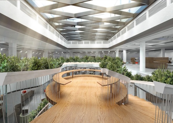 dizajn točité schodisko horné poschodie koncept dreva Paul Cocksedge dizajnér Paul Cocksedge drevené točité schodisko kancelárska budova