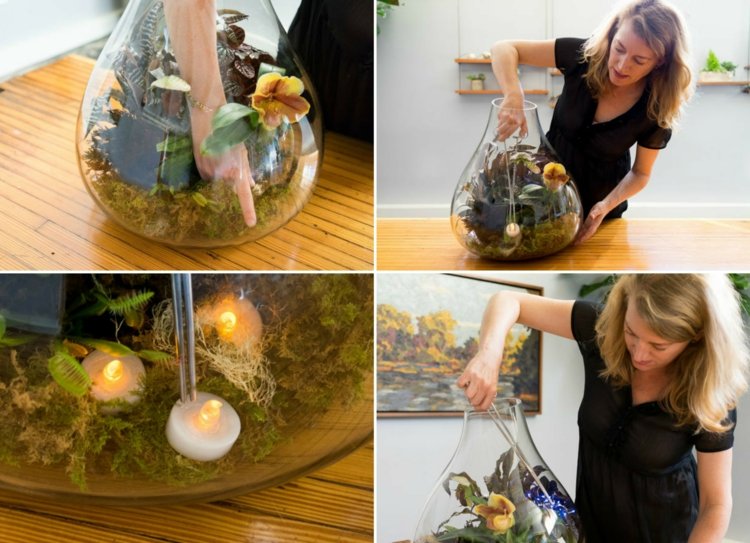 halloween rastliny terárium led sviečky rozprávkové svetlá kliešte na batérie