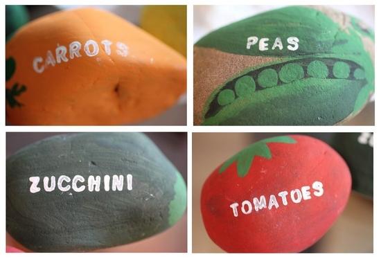 značky zeleninových záhrad rastlín namaľujte si vlastné kamene