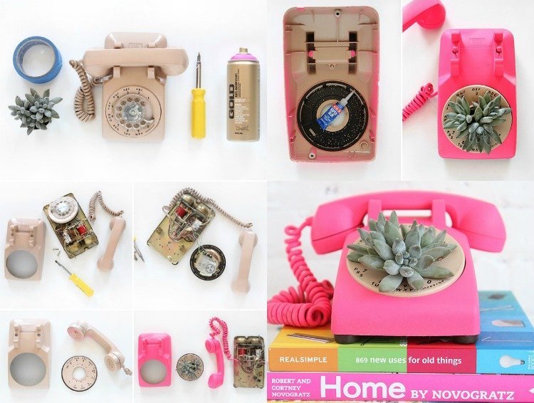 Sadzače vo vonkajšej oblasti-izbový-rastliny-telefón-ružové-sukulenty