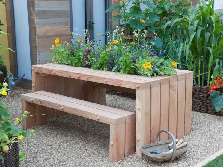 Sadzač-drevená-záhradná-stôl-tanier-výsadba-nápady