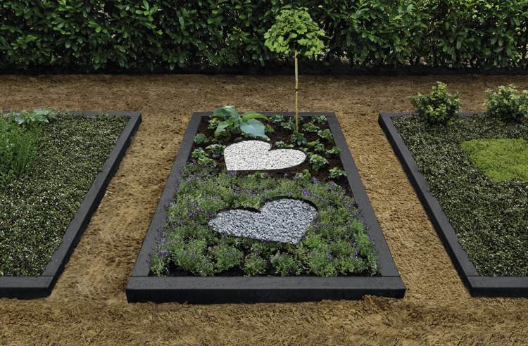 Ľahko udržiavateľný štrkový zemný kryt s hrobovým dizajnom