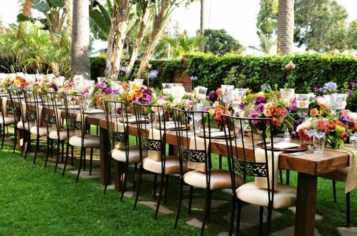 Nápady na dekoráciu stola drevené stolové kvety