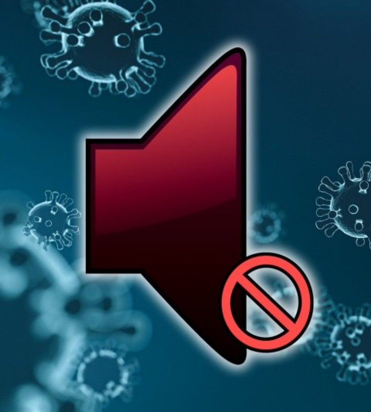 ilustrácia tlmeného zvuku a koronavírusov