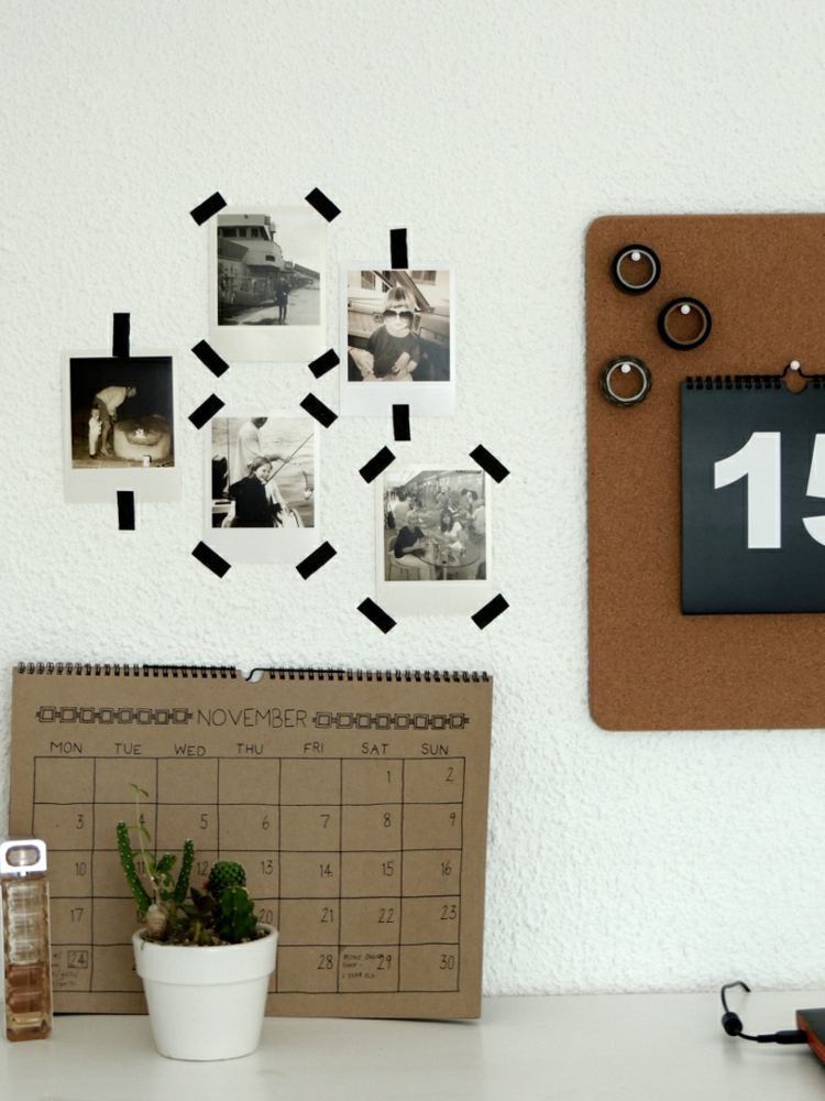 Dekorácia polaroidom a washi páskami polaroid-fotky-dekorácia-moderná-inšpirácia-washi-páska-čierna-kancelária