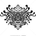 Polinéz tetoválásvázlatok - egy istenség pofája