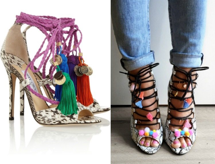 extravagantné vysoké podpätky pom pom od Jimmy Choo pom-pom-shoes-leto-trend-dizajnér-vysoké podpätky-jimmy-choo