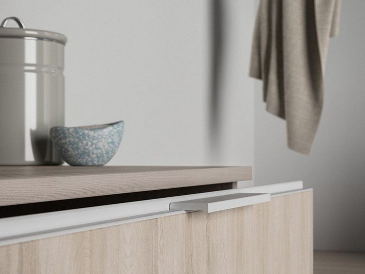 Pracovná doska so zásuvkou v drevenom vzhľade s úchytom Skrinky pre základnú jednotku technickej miestnosti-zásuvkový prvok-držadlo-hrniec