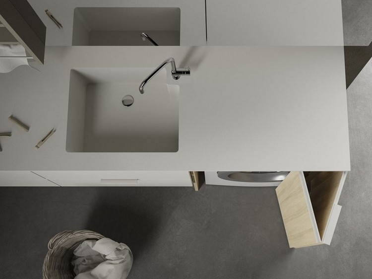 Skriňa pod umývadlo so vstavaným umývadlom skrinky technickej miestnosti-skrinky-dizajnér-márnosť-práčka