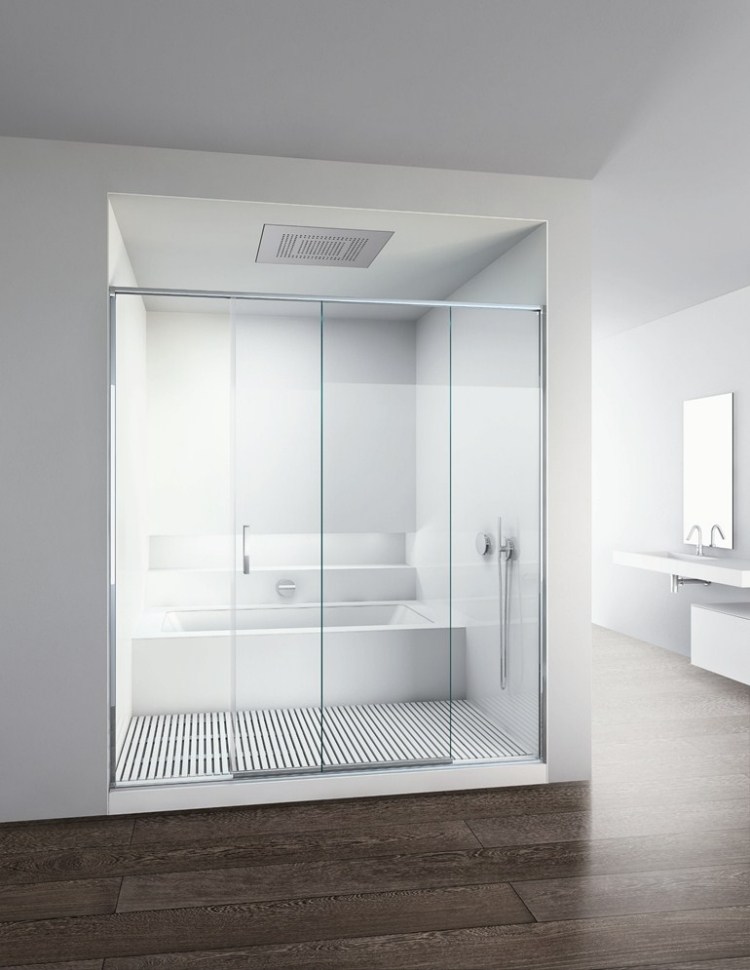 Vaňa a sprchovací kút kombinované vaňa-sprchovací-zónový systém-sklenené-posuvné-dvere-biele-čelné-01