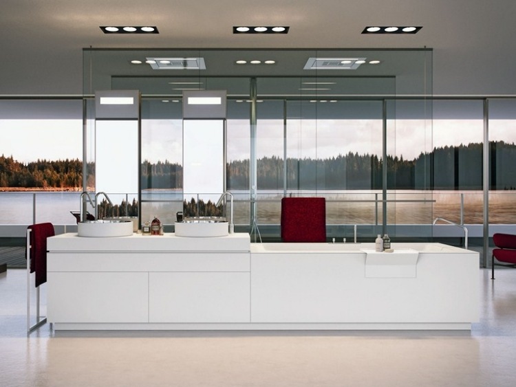 Vaňový-umývadlový-sprchový systém v čisto bielej farbe vaňové umývadlo-sprchové systémy-čisto-biele-bezúchytové