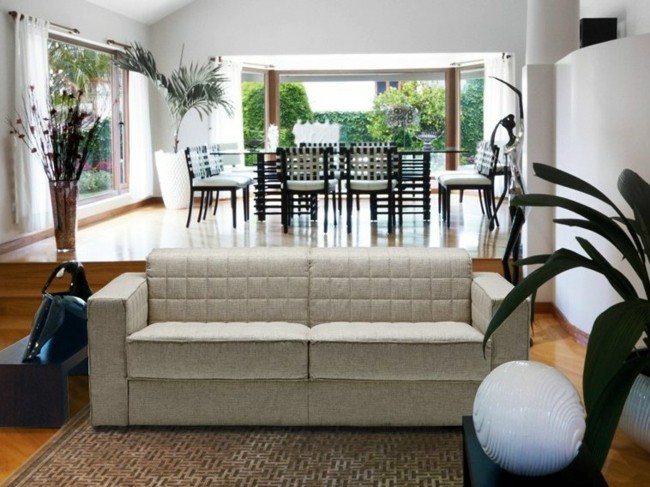 Obývacia izba Poslter nábytok béžová farba Farebná dvojmiestna drevená podlaha do obývačky