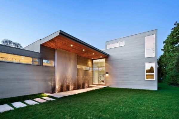 Fieldview modern house usa vchod kamenná cesta Fieldview modern villa usa vchod kamenná cesta