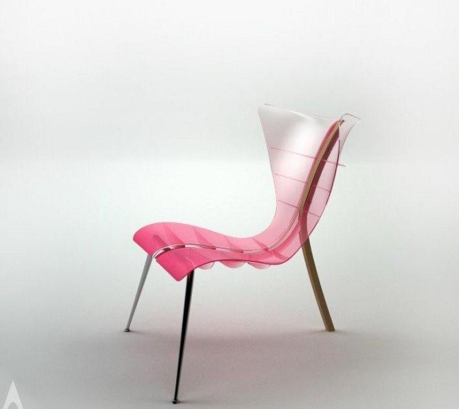 kreslo obrovská manta forma inšpirácie transparentný mix materiálov