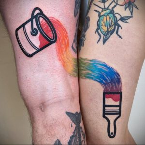 Kilka jasnych kolorów i pędzel w parze tatuaż dla dwojga - zdjęcie 2