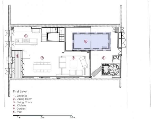 V-House v Tel Avive Plánujte koncepciu otvoreného priestoru na prízemí V-House koncept otvoreného priestoru na prízemí