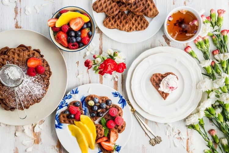 vegánske raňajky zdravé proteínové vafle bez vajíčka