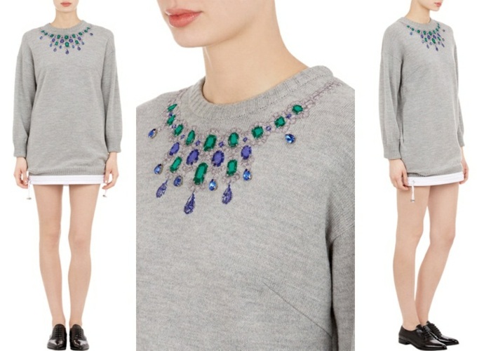 Dámsky sveter zdobený kamienkami Sveter s kamienkami zdobený Sacai Luck