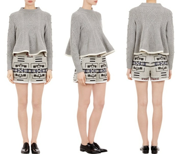 sivý sveter dámske šortky Svetrové dámske šortky Sacai Luck Swing