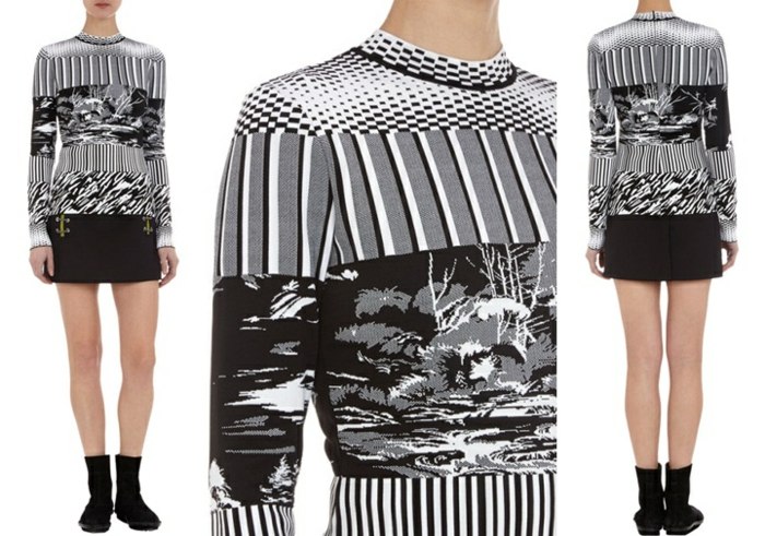 čierno biely sveter so vzorom prúžkov biely sveter pruhy vzor Balenciaga