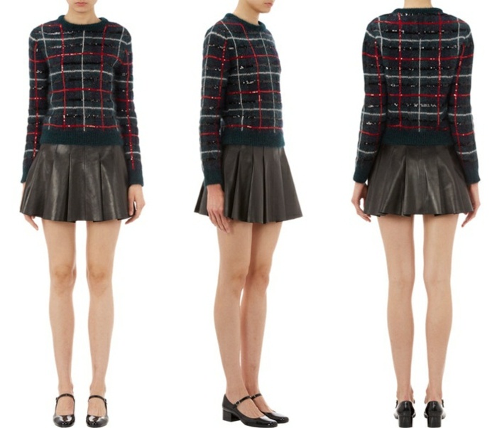 štýlový kraťasový sveter s károvaným motívom štýlový károvaný svetrík s krátkym motívom Saint Laurent