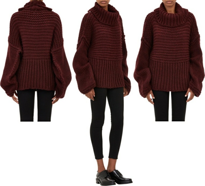 rolák hnedý sveter so širokými rukávmi Sveter so širokým rukávom rolák Acne Studios