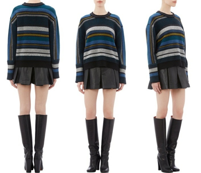 Pruhovaný vzorovaný sveter Vzorovaný sveter modrý Proenza Schouler