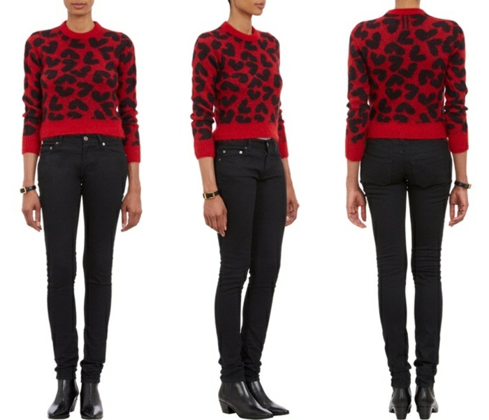 Dámsky sveter so srdiečkovým vzorom Vzorovaný sveter dámsky Saint Laurent