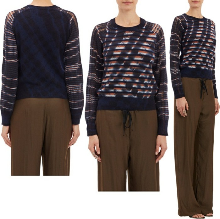 oranžovo modrý pletený sveter pre ženy modrý pletený sveter dámsky Raquel Allegra