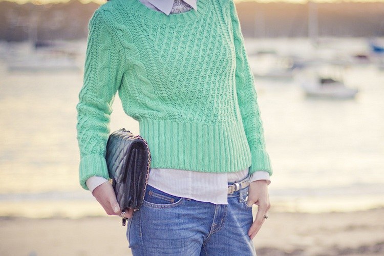 Jesenná zimná dámska módna návrhárka sveter zelená Dámsky módny návrhár sveter zelený Acne Studios