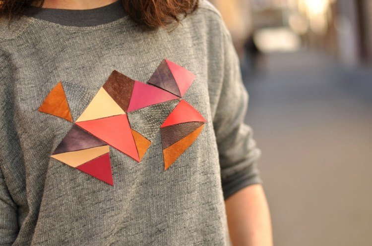 Sveter s koženým nástavcom - cool patchwork Sveter-skrášlite-kožené-aplikácie-vyrobte si sami