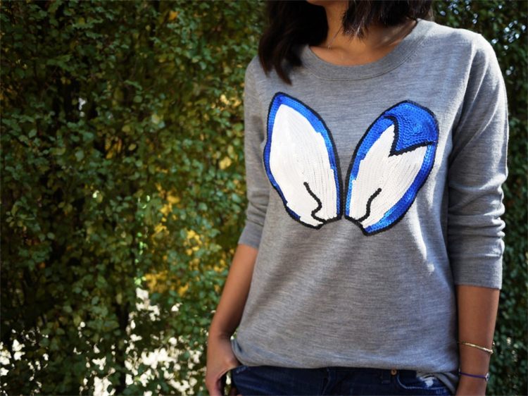 Ozdobný sveter s paletami - Detail Bugs Bunny Sveter-ozdobiť-flitre-nápady na nalepenie