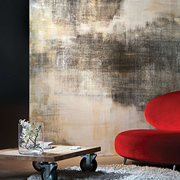 omietka na steny odtiene sedačka červená kolieska konferenčného stolíka