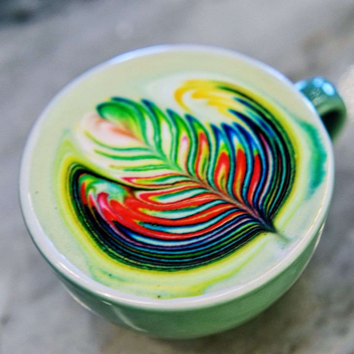 Rainbow Latte Recept Cappucino potravinárske farbivo Typ kávy