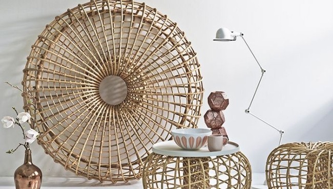 Dekorácia obývačky-umelecká inštalácia-ratanový prútený dizajn nábytku