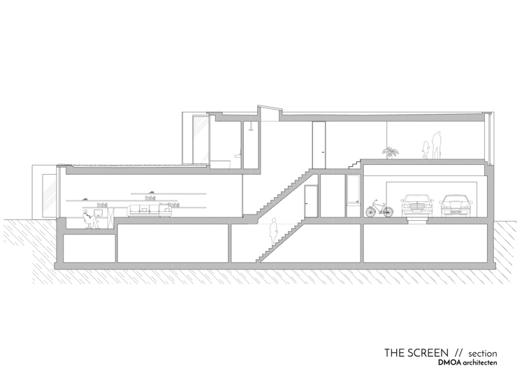 Pôdorysný prierez domu Garáž plochá strecha